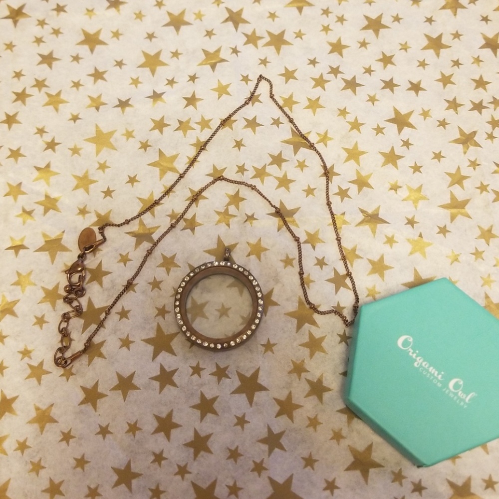 Origami Owl necklace & living locket BROWN